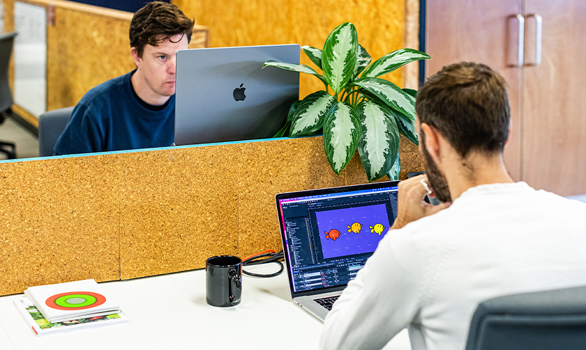 A member of the Orchard digital team working on an animation of the birds used in the Little Miss Inventor Royal Mint tour.